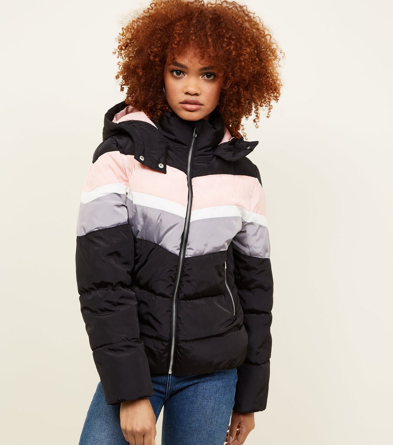 WOMEN STRIPED PUFFER JACKET