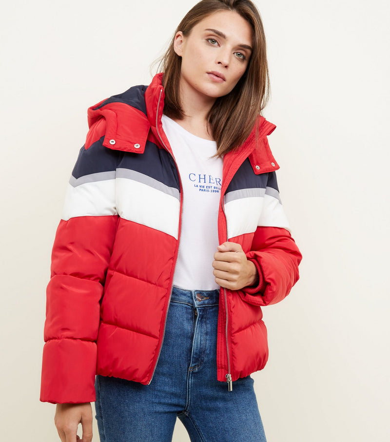 WOMEN STRIPED PUFFER JACKET