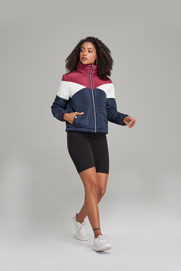 WOMEN ZIP UP HIGH NECK PUFFER JACKET