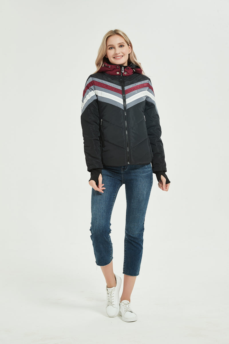 WOMEN`S STRIPED LANTERN PUFFER JACKET